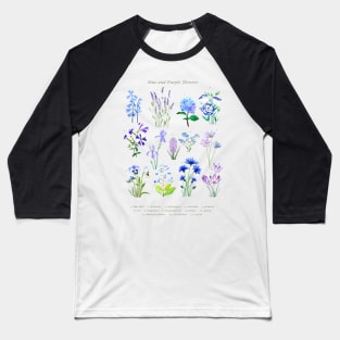 blue purple flowers collection Baseball T-Shirt